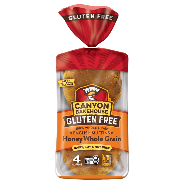 Bakery Desserts Canyon Bakehouse English Muffins, Gluten Free, Honey Whole Grain hero