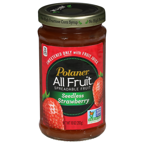 Nut butters & Preserves Polaner Spreadable Fruit, Seedless Strawberry, All Fruit hero