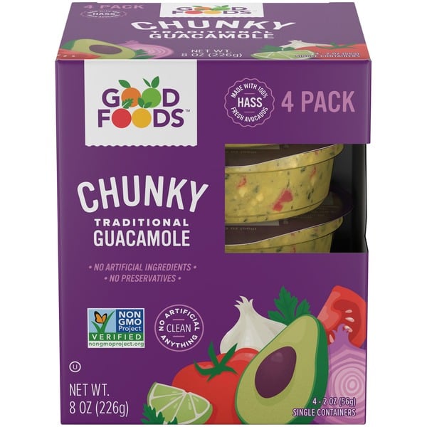 Good Foods Guacamole, Traditional, Chunky, 4 Pack hero