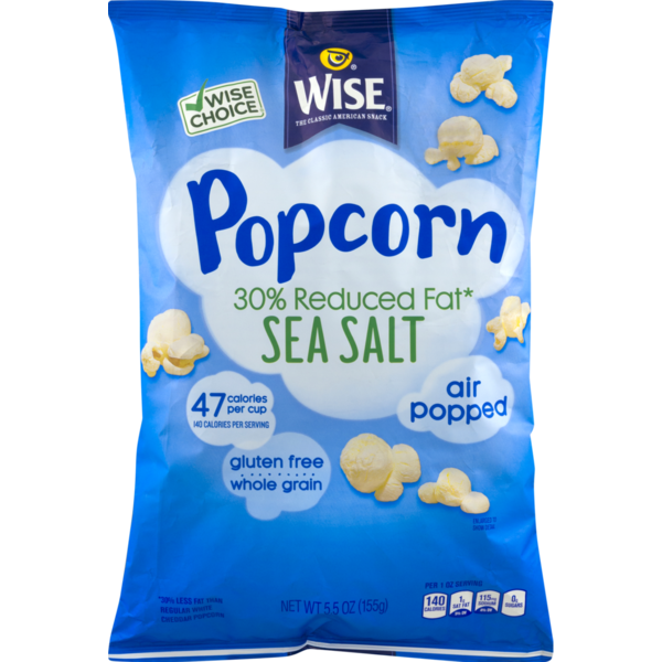 Popcorn & Jerky Wise Popcorn 30% Reduced Fat Sea Salt Air Popped hero