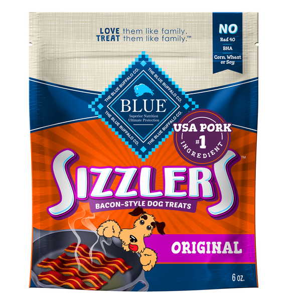 Dog Food & Care Blue Buffalo Sizzlers Natural Bacon-Style Soft-Moist Dog Treats, Original Pork hero