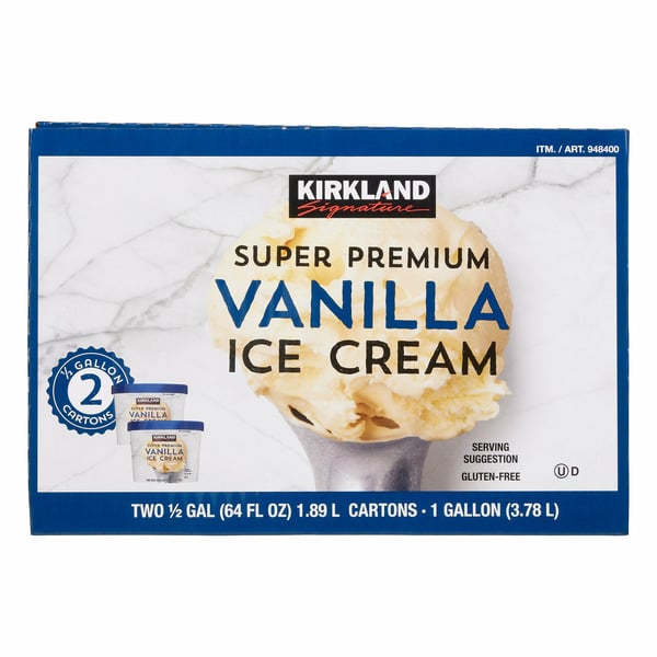 Ice Cream & Desserts Kirkland Signature Kirkland Signature Super Premium Vanilla Ice Cream, 64 oz, 2-count hero