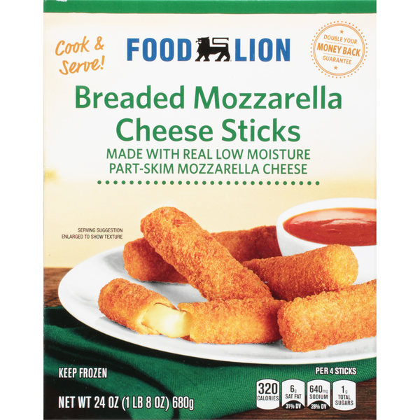 Frozen Appetizers & Sides Food Lion Cheese Sticks, Mozzarella, Breaded hero