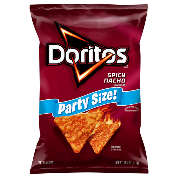 Crackers Doritos Tortilla Chips, Spicy Nacho Flavored, Party Size hero