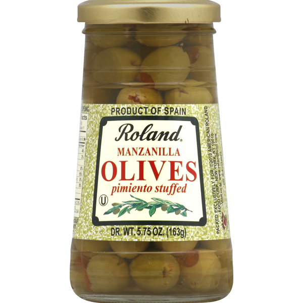 Pickles, Peppers & Olives Roland Foods Olives, Manzanilla, Pimiento Stuffed hero