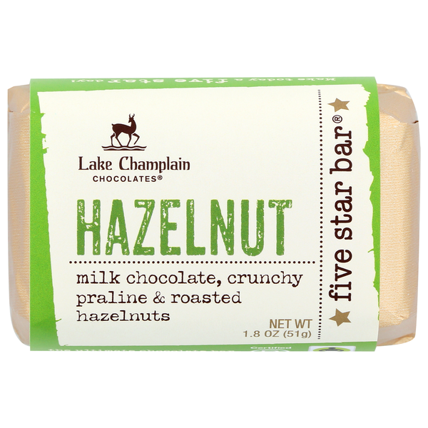 Candy & Chocolate Lake Champlain Chocolates 5 Star Chocolate Bar Hazelnut hero