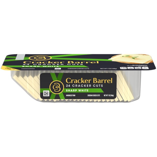 Cheese Cracker Barrel Cracker Cuts Sharp White Cheddar Cheese Slices, 24 ct Tray hero