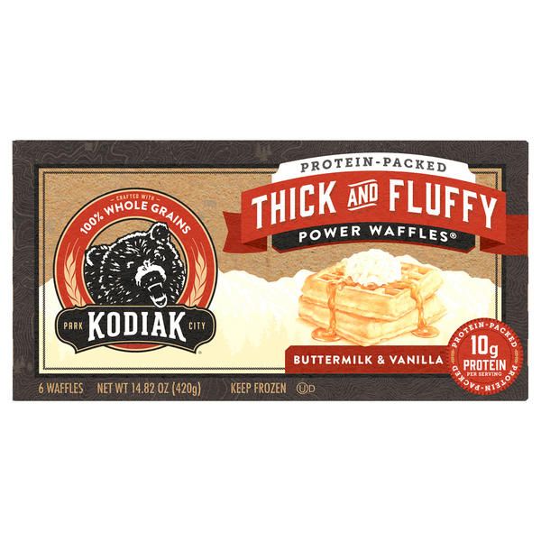 Frozen Breakfast Kodiak Power Waffles, Buttermilk & Vanilla, Thick and Fluffy, Protein-Packed hero