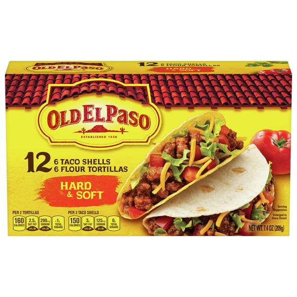 Latino Foods Old El Paso Taco Shells & Flour Tortillas, Hard & Soft hero