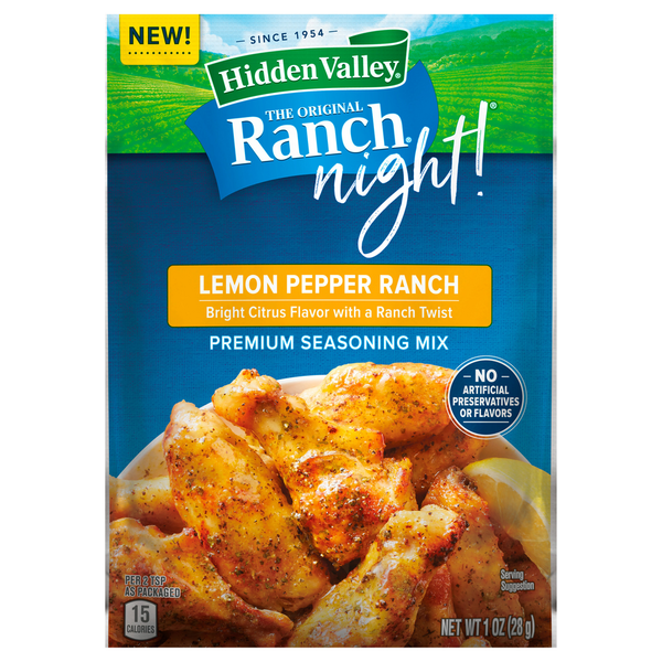 Spices & Seasonings Hidden Valley Seasoning Mix, Premium, Lemon Pepper Ranch hero