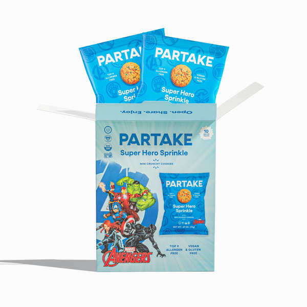 Cookies & Cakes Partake Marvel Crunchy Super Hero Sprinkle Mini Cookies, 10 Snack Packs hero