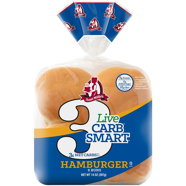 Buns & Rolls Aunt Millie's Live Carb Smart, Hamburger Buns hero