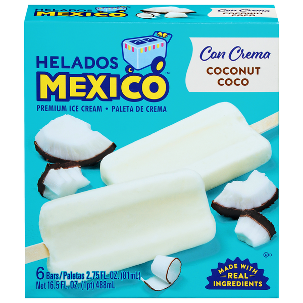 Ice Cream, Novelties & Ice Helados Mexico Ice Cream Bars, Premium, Coconut hero