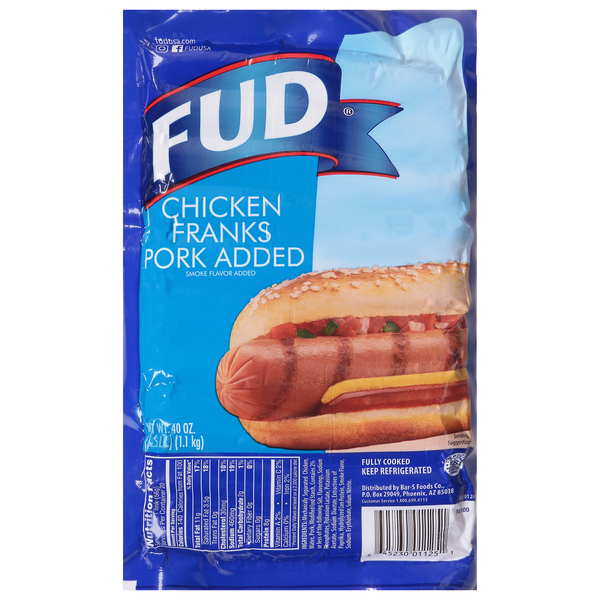 Hot Dogs, Bacon & Sausage FUD Chicken Franks hero