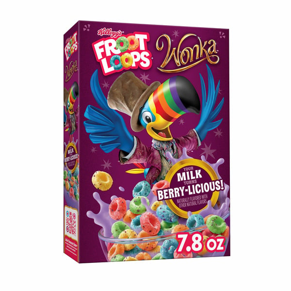 Cereal Kellogg Froot Loops Cold Breakfast Cereal, Turns Milk Berry-licious, Breakfast Snacks hero