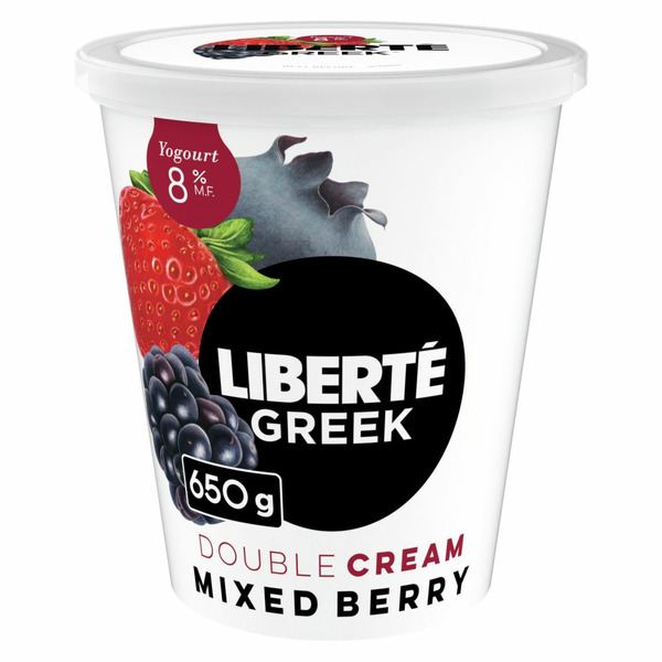 Yogurt Liberté Greek 8% Extra Creamy Yogurt, Mixed Berry, High Protein hero