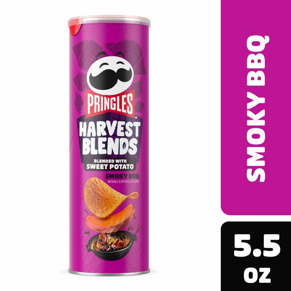 Pringles Harvest Blends Potato Crisps Chips, Lunch Snacks, Blended with Sweet Potato, Smoky BBQ hero