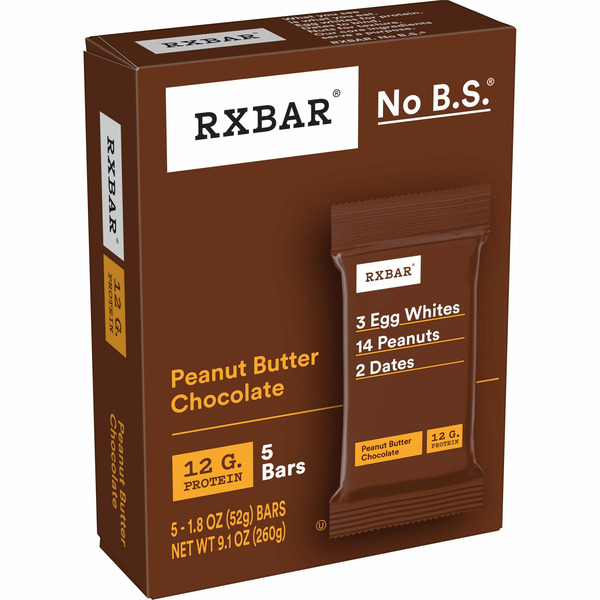 RXBAR Protein Bars, Gluten Free, Breakfast Snacks, Peanut Butter Chocolate hero