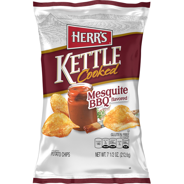 Chips & Pretzels Herr's Potato Chips, Mesquite BBQ Flavored, Kettle Cooked hero