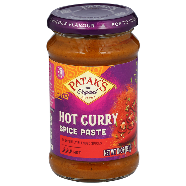 Indian Foods Patak's Spice Paste, Hot Curry, Hot hero