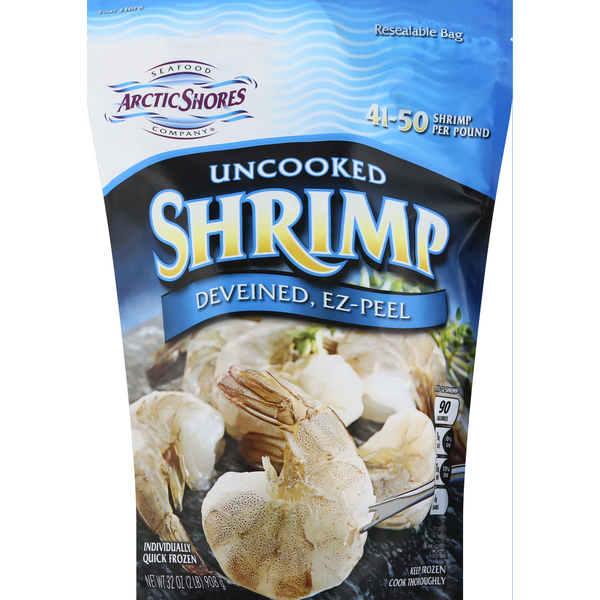 Packaged Seafood Arctic Shores Shrimp, Devined, Ez-Peel, Uncooked hero