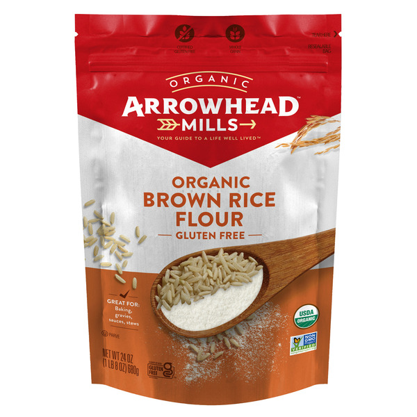 Baking Ingredients Arrowhead Mills Organic Brown Rice Flour, Gluten Free Flour hero