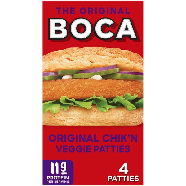 Frozen Vegan & Vegetarian BOCA Original Vegan Chik'n Veggie Patties hero