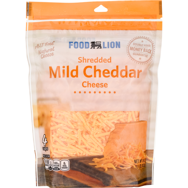 Packaged Cheese Food Lion Natural Shredded Mild Cheddar Cheese hero