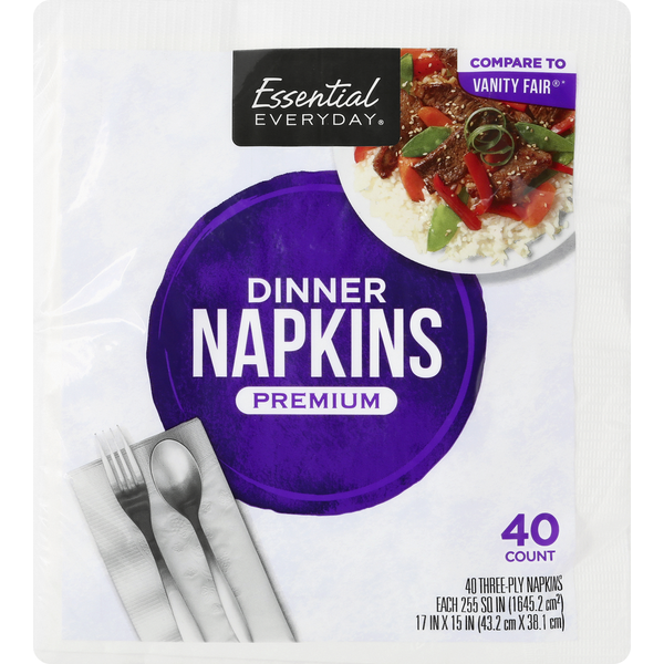 Paper Goods Essential Everyday Napkins, Dinner, Premium, 3-Ply hero