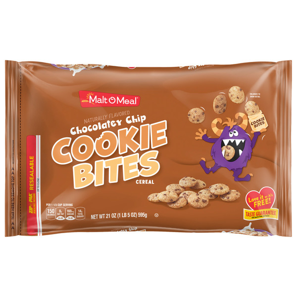 Malt-O-Meal Chocolatey Chip Cookie Bites Breakfast Cereal, Family Size, Cereal Bag hero