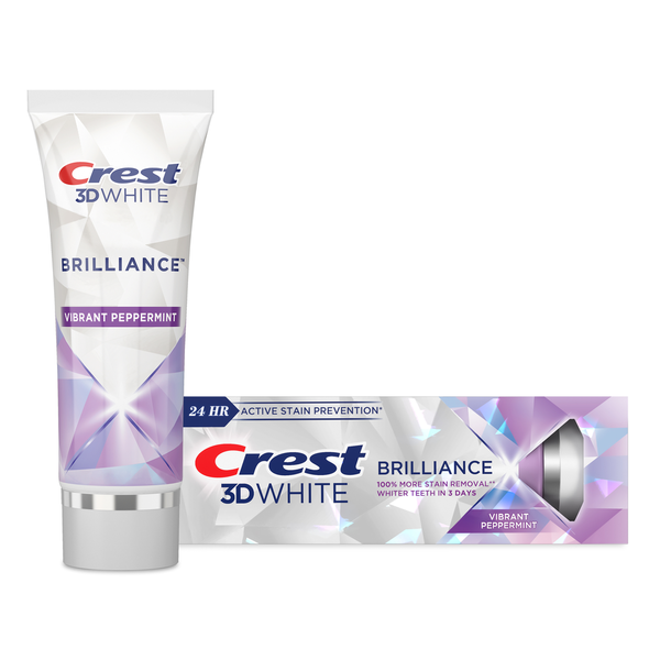 Oral Hygiene Crest 3D White Brilliance Vibrant Peppermint Teeth Whitening Toothpaste hero