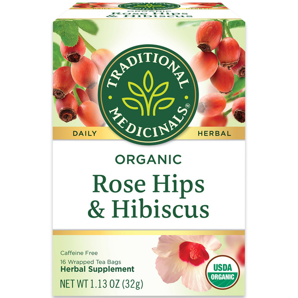 Tea Traditional Medicinals Organic Rose Hips with Hibiscus, Caffeine Free Herbal Tea hero