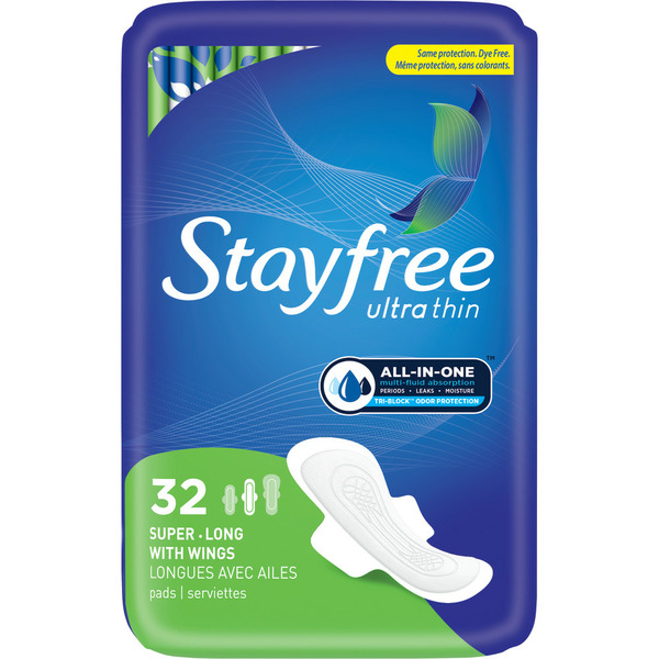 Feminine Care Stayfree Pads, Ultra Thin, Super Long hero