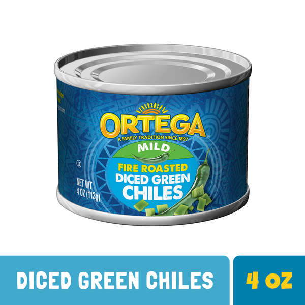 Canned & Jarred Vegetables Ortega Fire Roasted Mild Diced Green Chiles hero