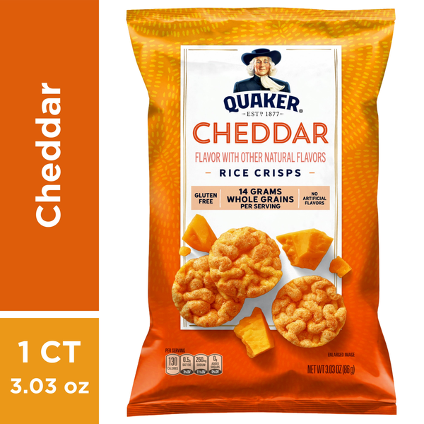 Chips & Pretzels Quaker Rice Crisps, Cheddar Cheese hero