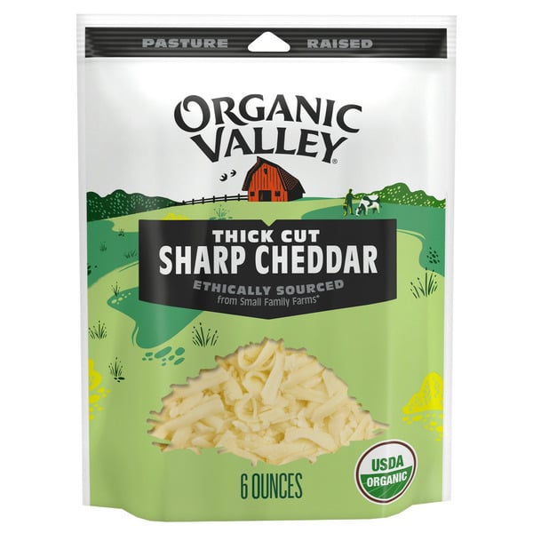 Packaged Cheese Organic Valley Finely Shredded Sharp Cheddar Cheese hero