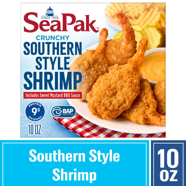 Frozen Meals SeaPak Southern Style Jumbo Shrimp with Sweet Mustard BBQ Sauce hero