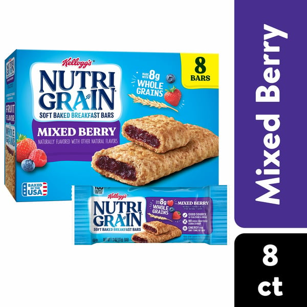 Breakfast Bars & Pastries Kellogg’s Nutri-Grain Soft Baked Breakfast Bars, Kids Snacks, Whole Grain, Mixed Berry hero