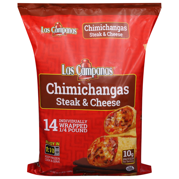 Frozen Meals Las Campanas Chimichangas, Steak & Cheese hero