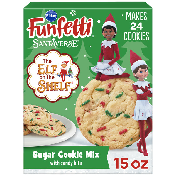 Pillsbury Funfetti The Elf On The Shelf Sugar Cookie Mix With Candy Bits, Mix hero