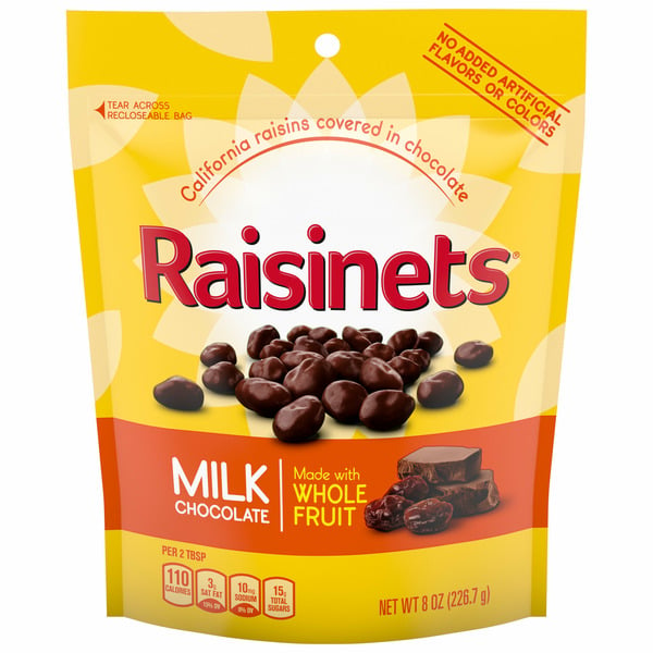 Candy & Chocolate Raisinets Milk Chocolate Covered Raisins, Reclosable Bag, Bulk Ferrero Candy hero