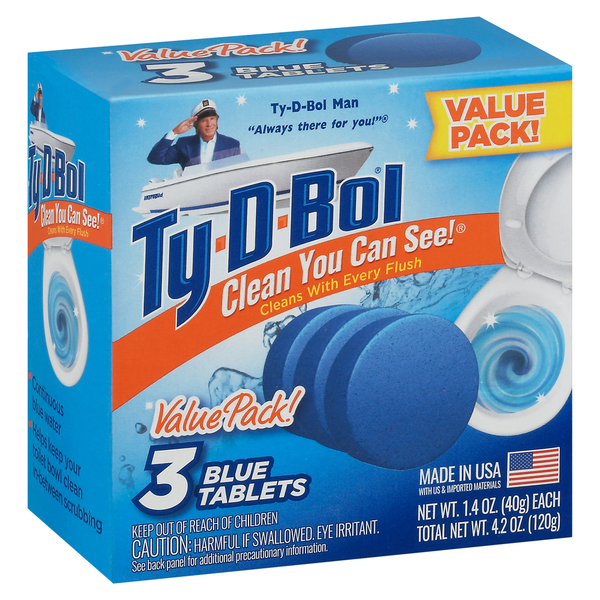 Ty⬝D⬝Bol Toilet Bowl Tablets, Blue, Value Pack hero