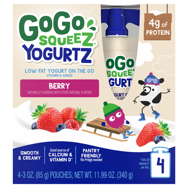 Yogurt GoGo Squeez Yogurt, Low Fat, Berry hero