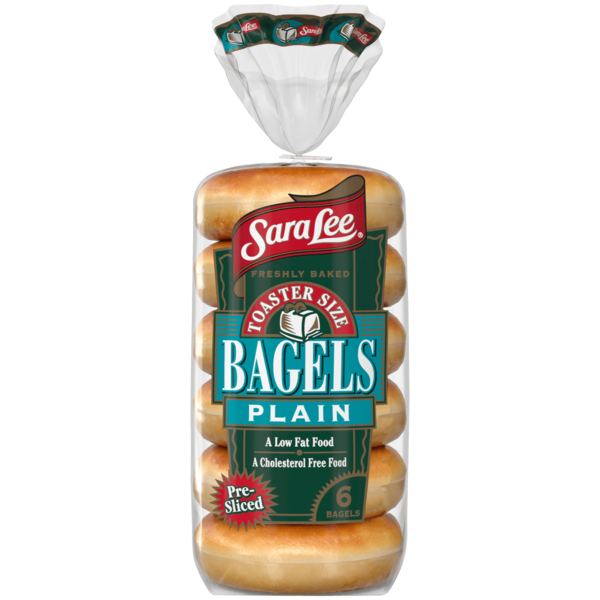 Breakfast Bakery Sara Lee 6 count, Plain Pre-sliced Bagels hero