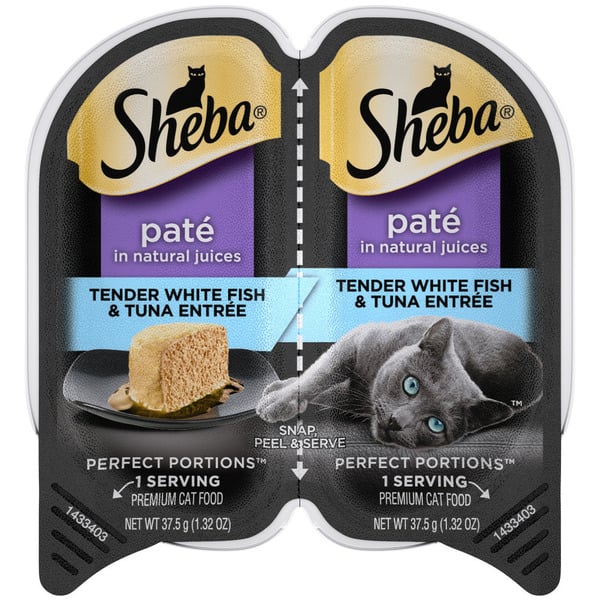 Cat Food & Care SHEBA PERFECT PORTIONS Wet Cat Food Pate, Tender Whitefish & Tuna Entree hero