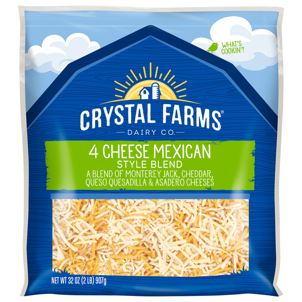 Packaged Cheese Crystal Farms Cheese Blend, 4 Cheese, Mexican Style hero