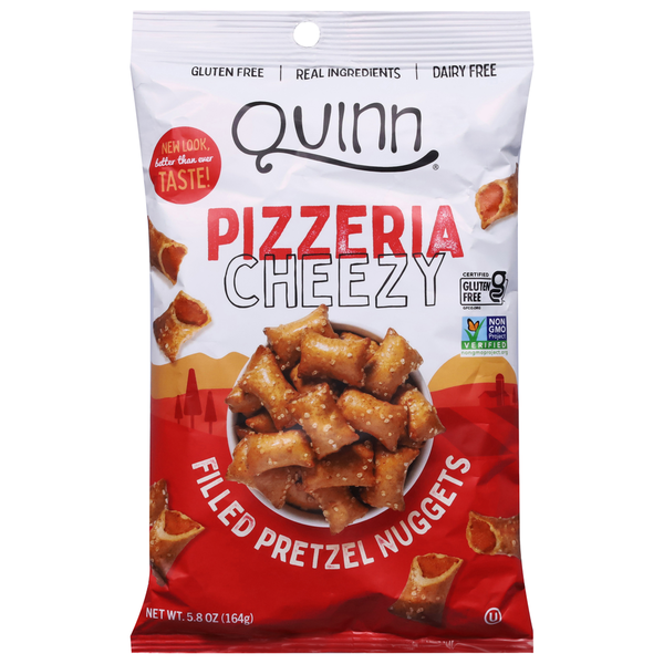 Chips & Pretzels Quinn Snacks Pretzel Nuggets, Pizzeria Cheezy, Filled hero