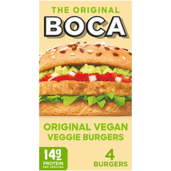 Frozen Vegan & Vegetarian BOCA Original Vegan Veggie Burgers with Non-GMO Soy hero