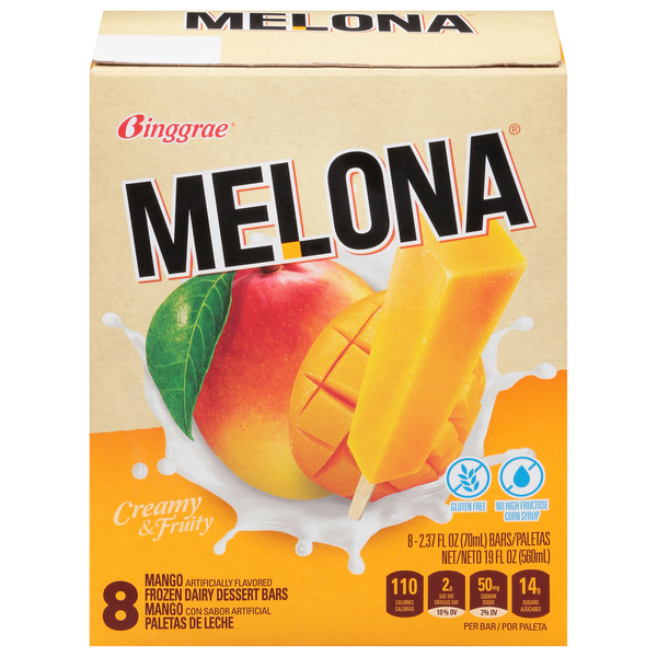 Ice Cream & Ice Melona Frozen Dairy Dessert Bars, Mango hero