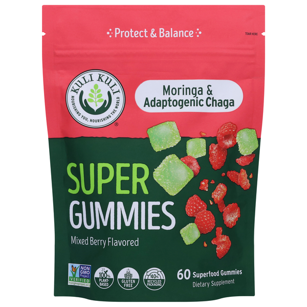 Vitamins & Supplements Kuli Kuli Super Gummies, Moringa & Adaptogenic Chaga, Mixed Berry Flavored hero